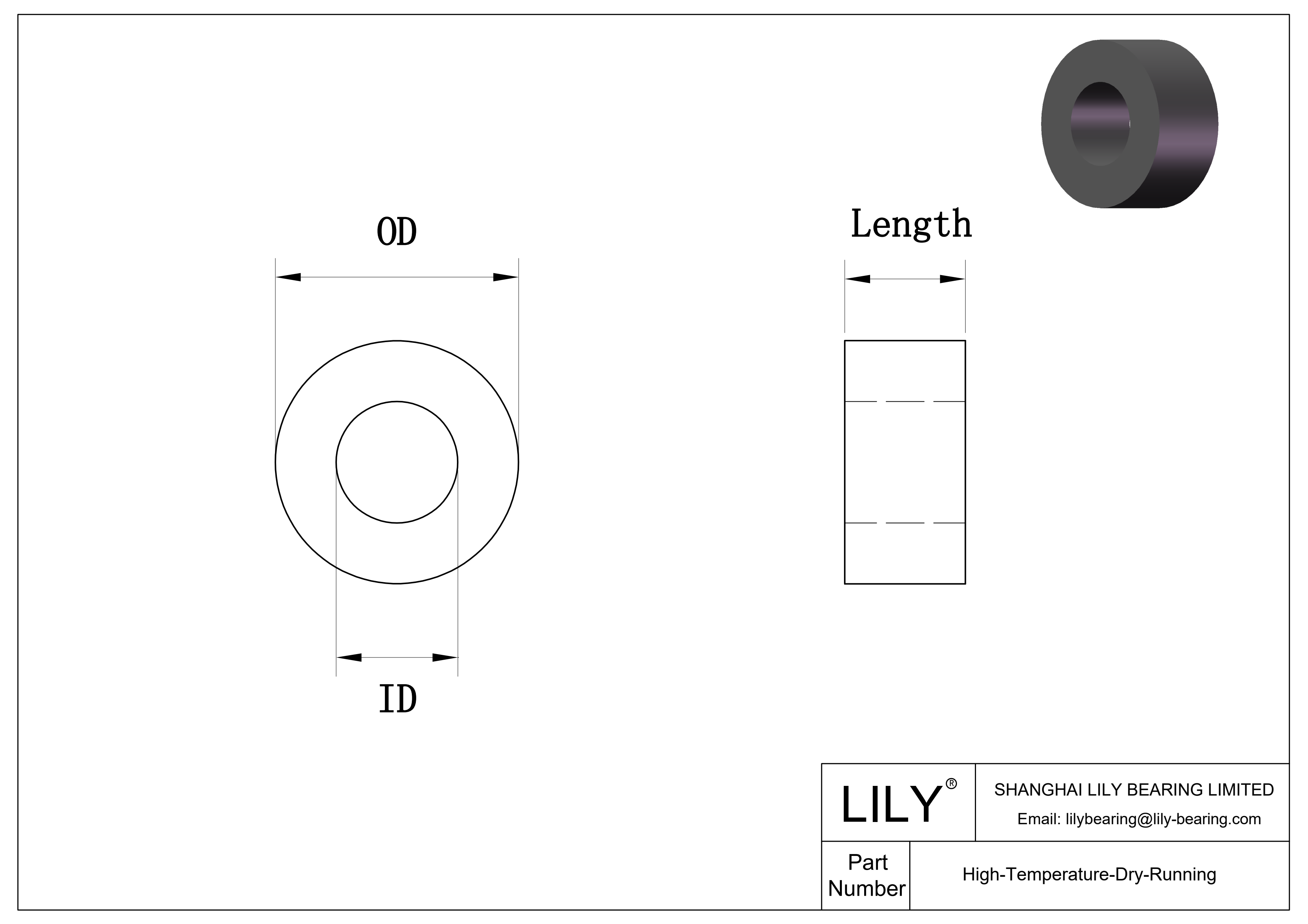 JDGITEG High-Temperature Dry-Running Sleeve Bearings cad drawing